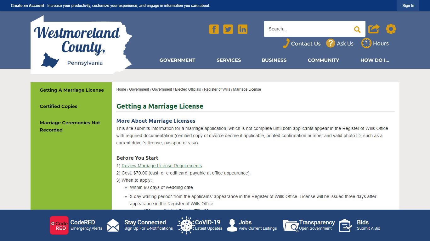 Getting a Marriage License - Westmoreland County, PA